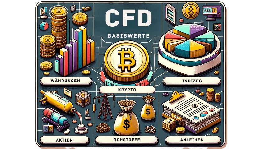 CFD Basiswerte: Aktien, Währungen, Indizes, Rohstoffe, Anleihen, Rohstoffe und Krypto
