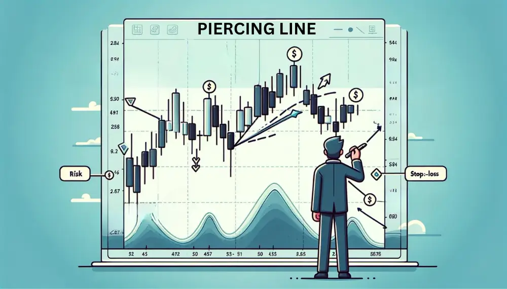 Strategic guide illustration on utilizing the Piercing Line pattern for effective trade entries and risk management.